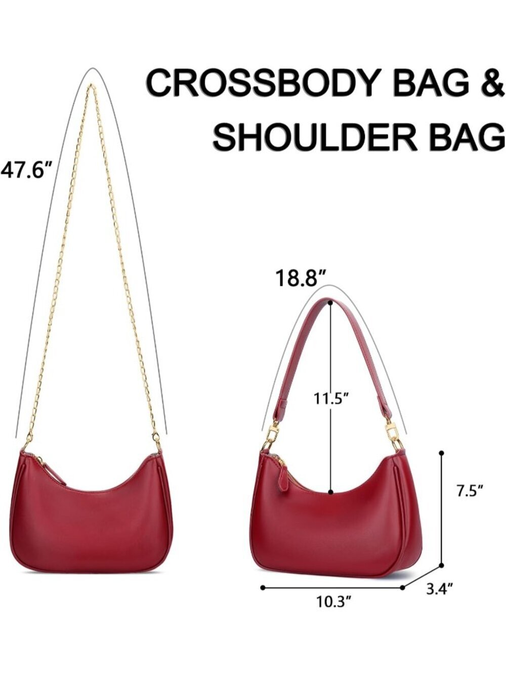 Women's Bag Red Leather Cute Hobo Shoulder Handbags Retro Clutch Stylish Purse - Picture 6 of 6